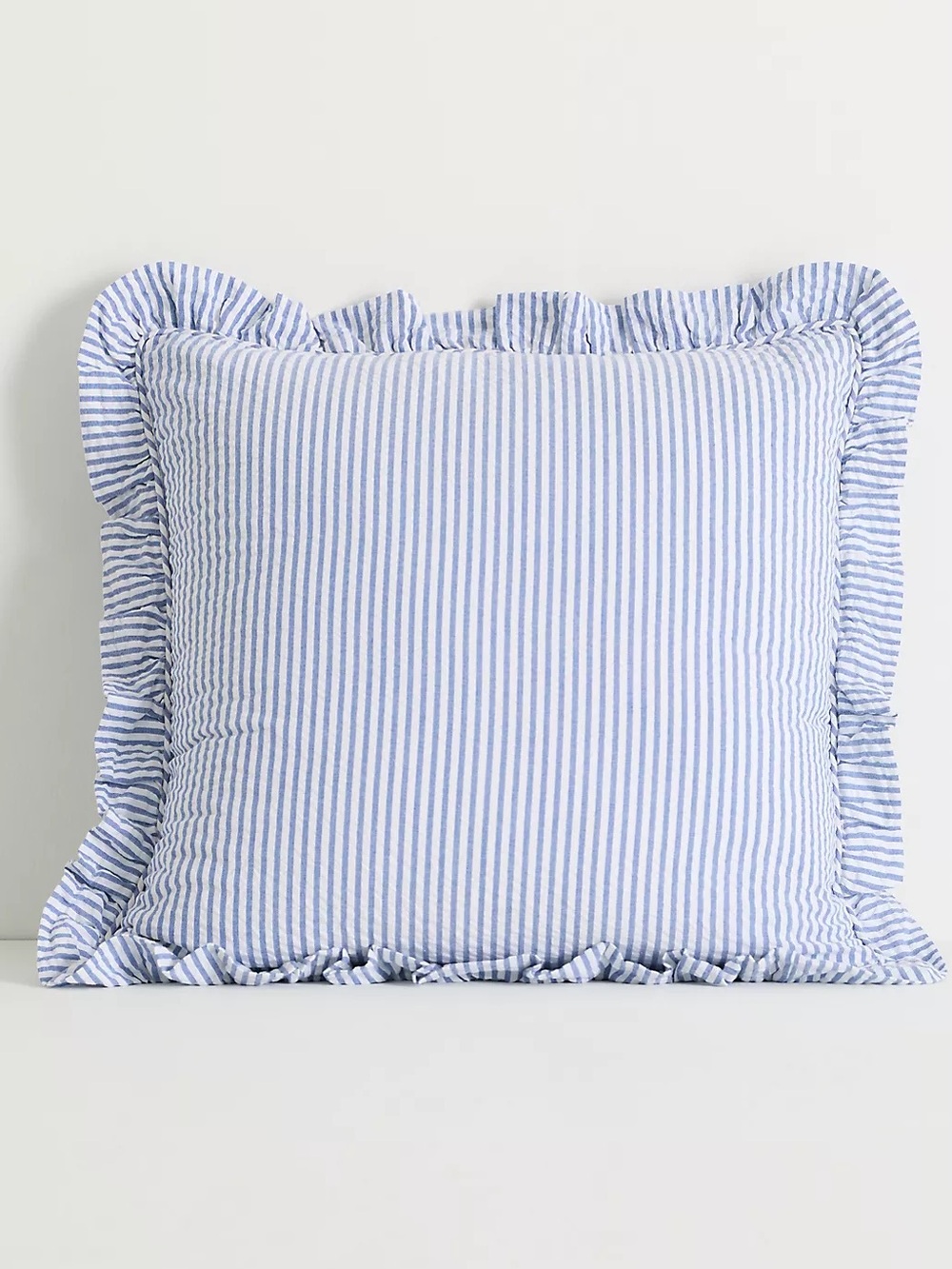 Anthropologie Bridget Cotton Yarn-Dyed Seersucker Ruffle Pillow